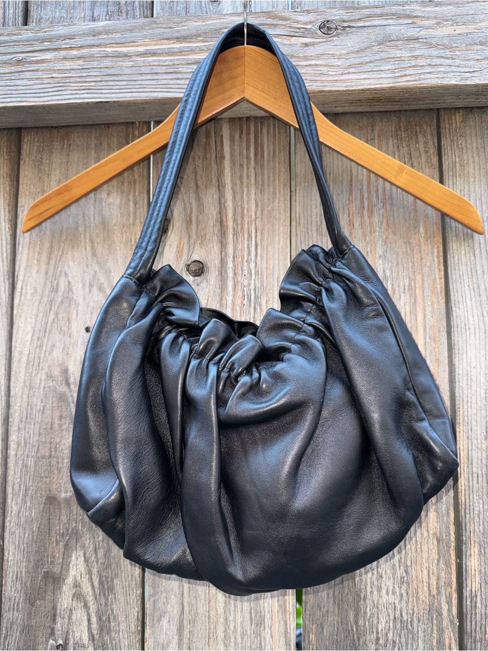 Loeffler Randall Alicia Gathered Baguette Bag in Black Sheepskin Leather - Picture 15 of 16